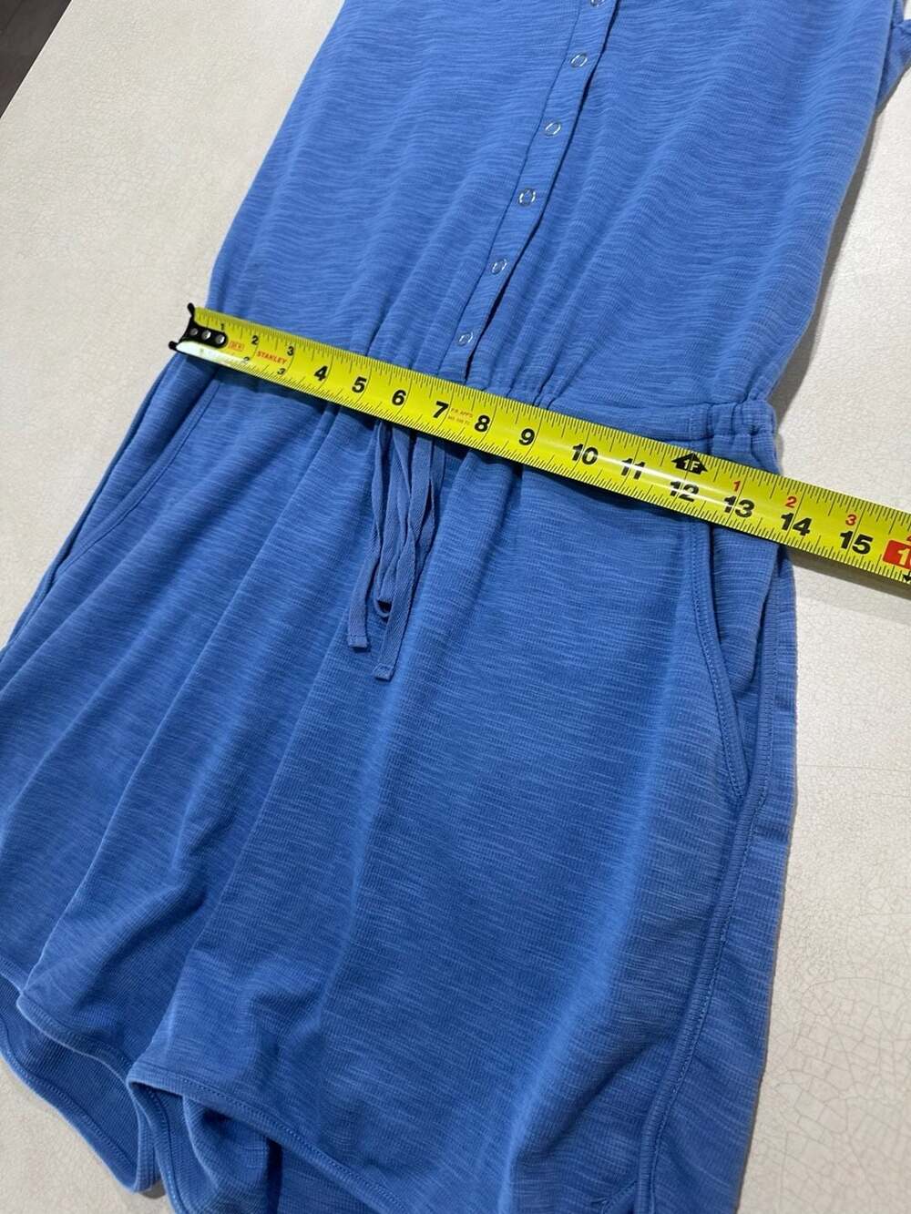 NWT PRETTYGARDEN Women Size M Romper Blue 1/4 Snap Up Crew Neck - Picture 10 of 13